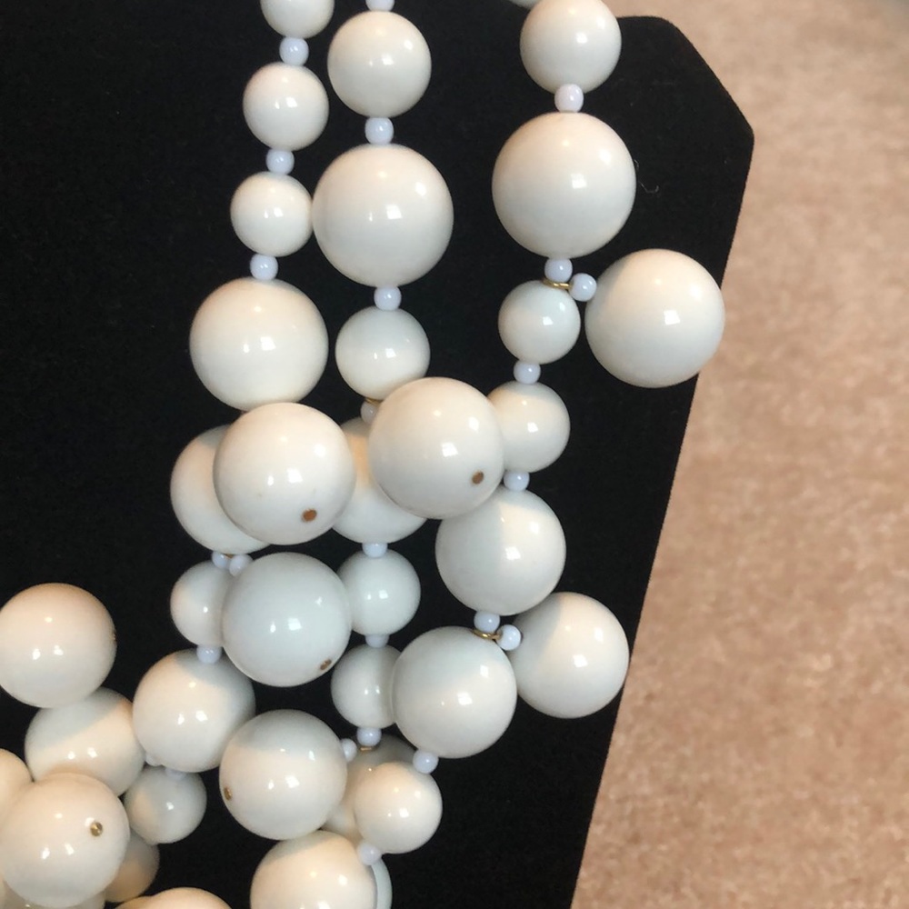 Kenneth Lane White Multi Layer Statement Necklace - image 3